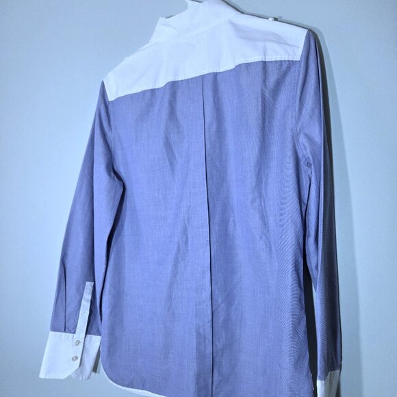 NWOT Tory Burch Blue & White Button Down Blouse Size 10 - Picture 2 of 3